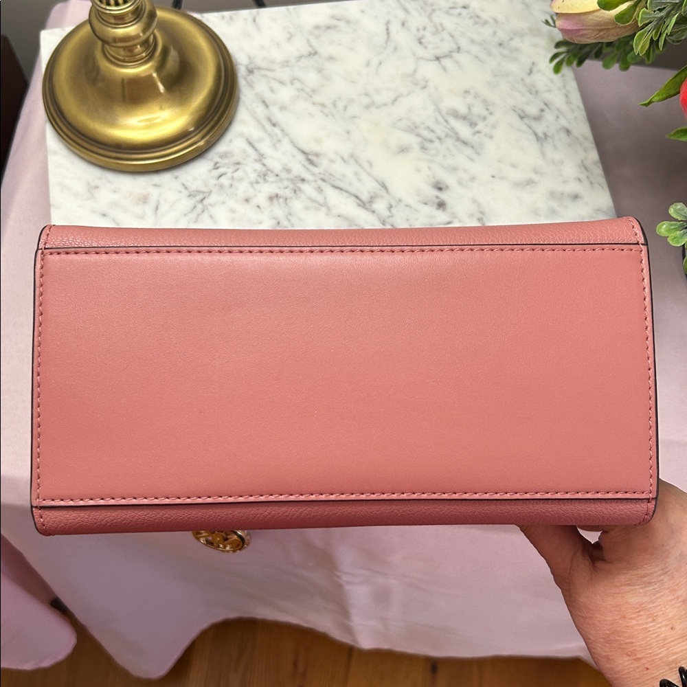 Michael Kors Dusty Rose Leather Satchel with MK Charm and Bunny Charm - Picture 7 of 10